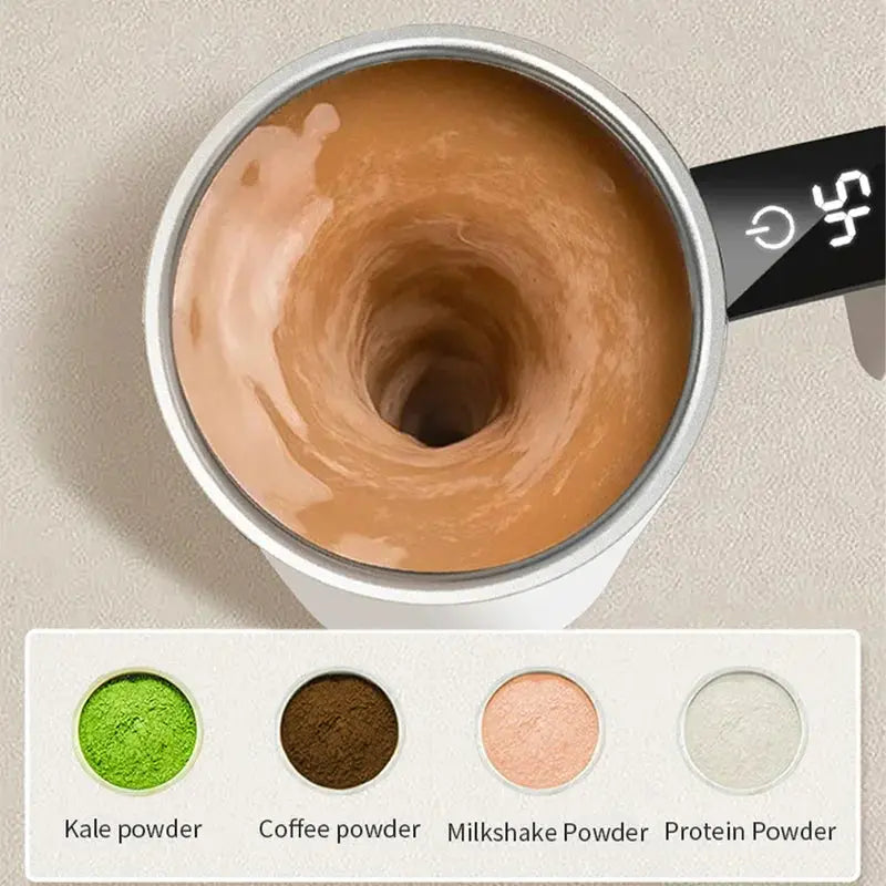 Smart Self-Stirring Mug with LED Temperature Display – USB-C Rechargeable AliExpress