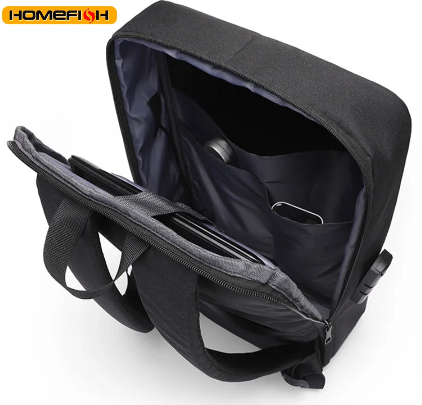 HOMEFISH Men's Casual Hard Shell Backpack Anti-theft Backpack High Capacity Travel USB Charging Bag Fasion Business Computer Bag AliExpress