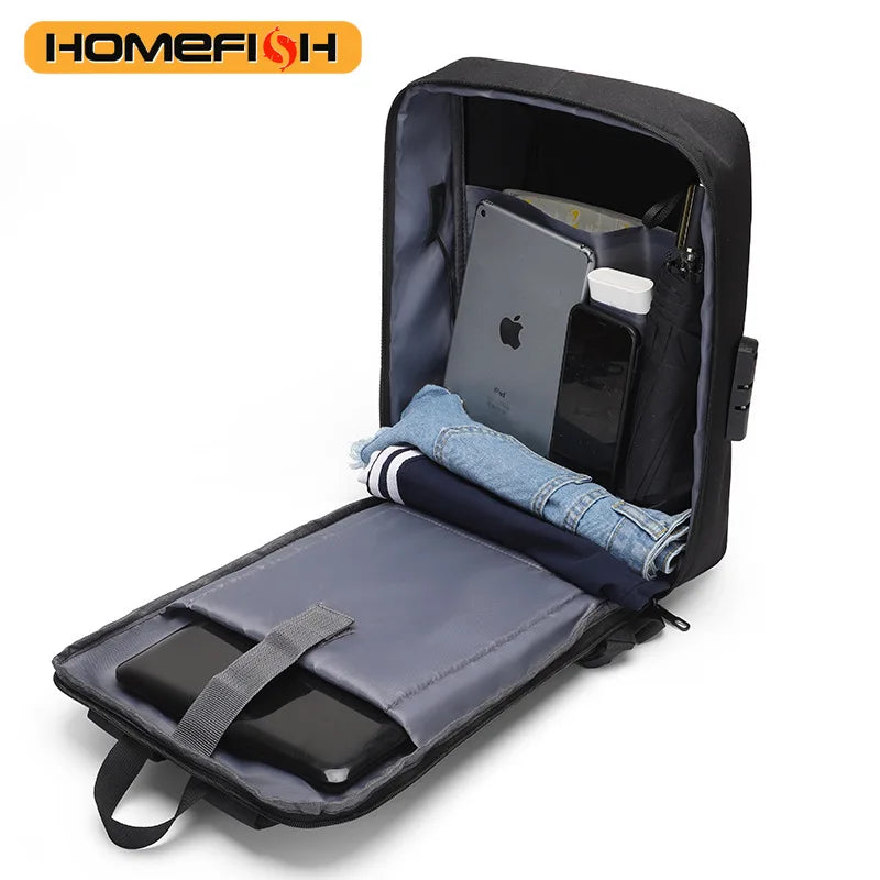HOMEFISH Men's Casual Hard Shell Backpack Anti-theft Backpack High Capacity Travel USB Charging Bag Fasion Business Computer Bag AliExpress