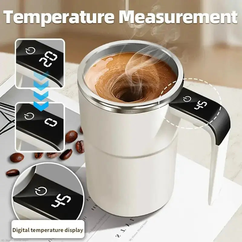 Smart Self-Stirring Mug with LED Temperature Display – USB-C Rechargeable AliExpress