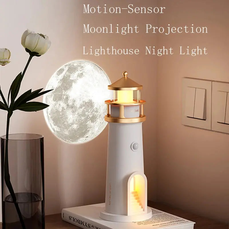 Lighthouse Moon Projection Lamp – Bluetooth & Motion Sensor Night Light AliExpress