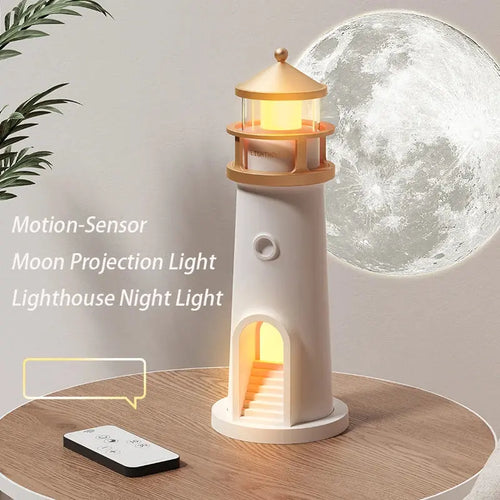 Lighthouse Moon Projection Lamp – Bluetooth & Motion Sensor Night Light AliExpress